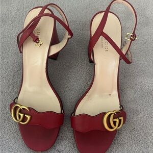 Gucci Marmont GG Block Heel, Red, size 38.5.